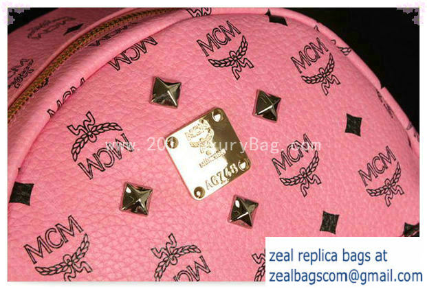 High Quality Replica MCM Stark Backpack Large in Calf Leather 8004 Pink - Click Image to Close